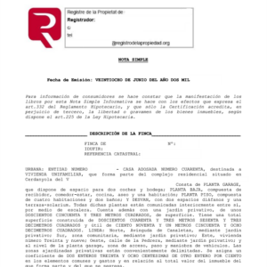 Interpretación nota simple Registro de la Propiedad